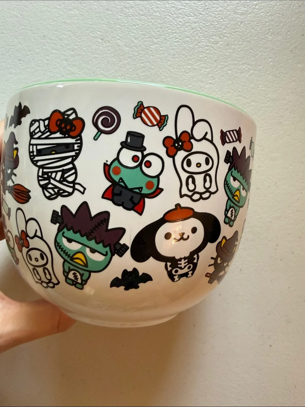 Hello Kitty Halloween Ceramic Ramen Bowl with Green Glaze